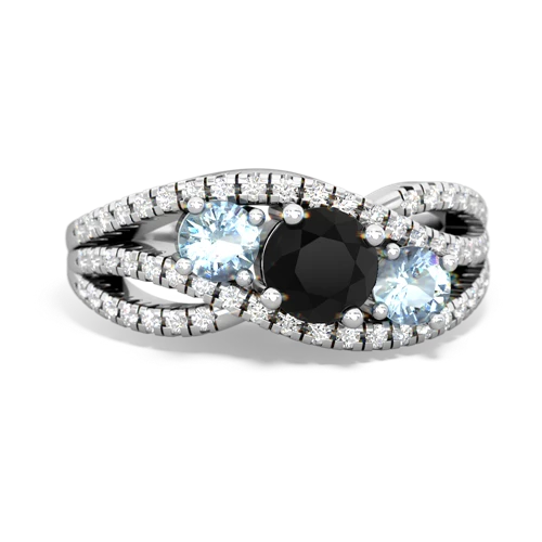 onyx-aquamarine three stone pave ring