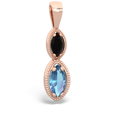 onyx-blue topaz antique milgrain pendant