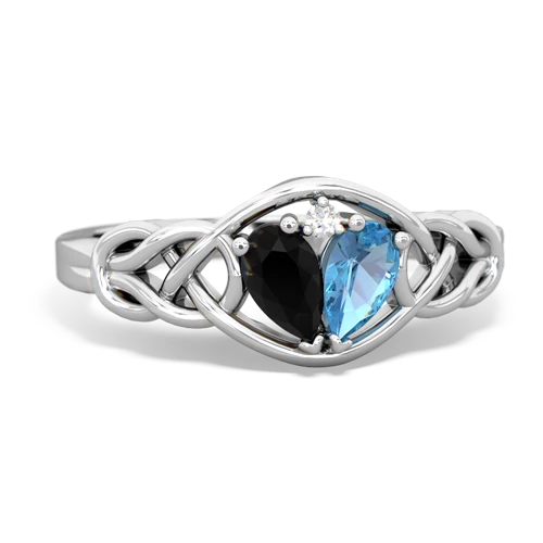 onyx-blue topaz celtic knot ring