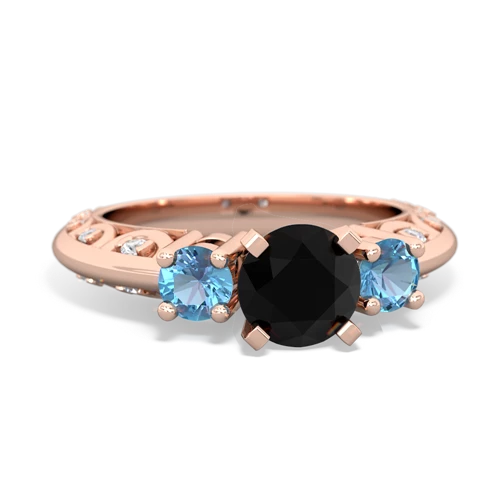 onyx-blue topaz engagement ring