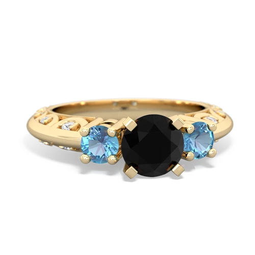 onyx-blue topaz engagement ring