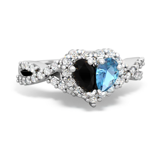 onyx-blue topaz engagement ring