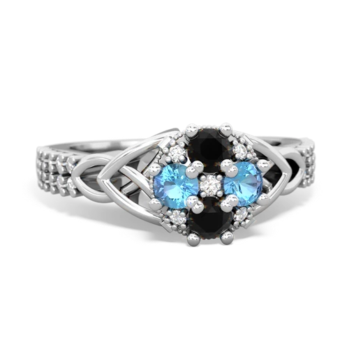 onyx-blue topaz engagement ring