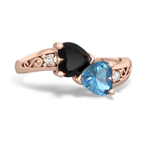 onyx-blue topaz filligree ring