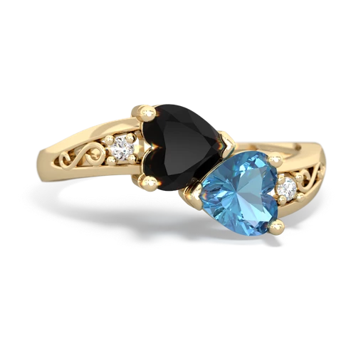 onyx-blue topaz filligree ring