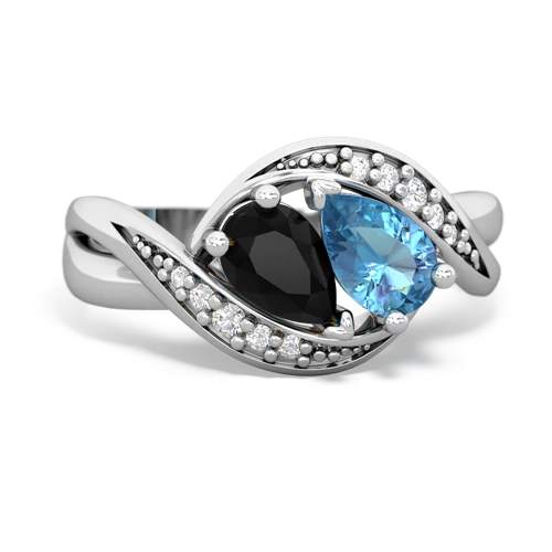 onyx-blue topaz keepsake curls ring