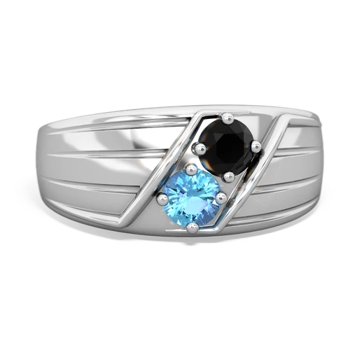 onyx-blue topaz mens ring