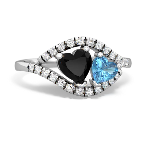 onyx-blue topaz mother child ring