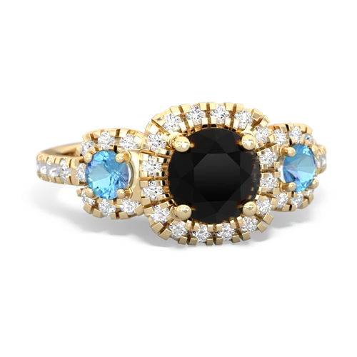 onyx-blue topaz three stone regal ring