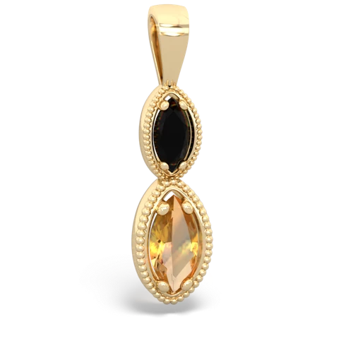 onyx-citrine antique milgrain pendant