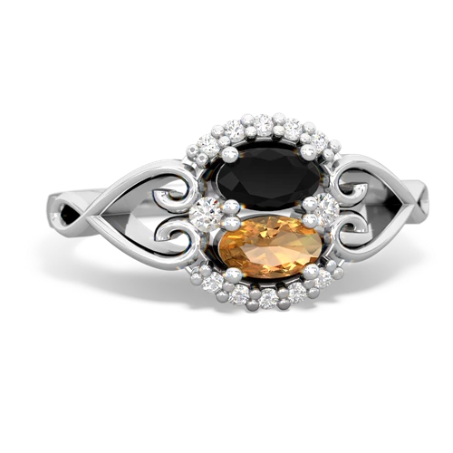 onyx-citrine antique keepsake ring