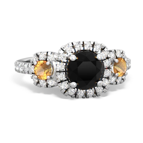 onyx-citrine three stone regal ring