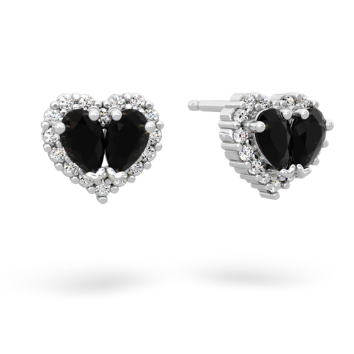 onyx halo-heart earrings