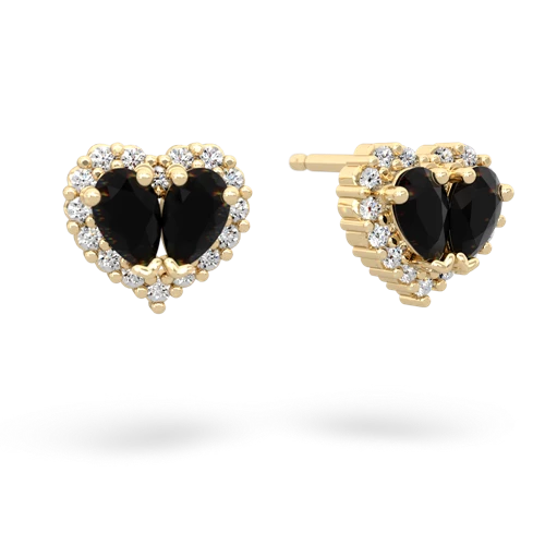 onyx halo-heart earrings