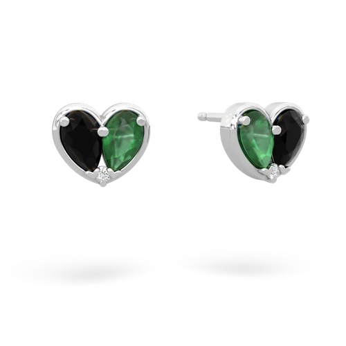 onyx-emerald one heart earrings