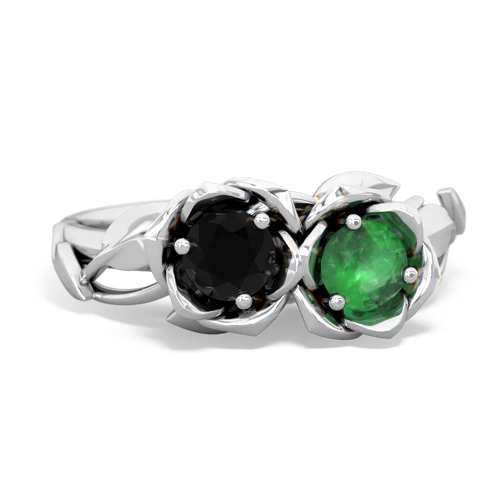 onyx-emerald roses ring