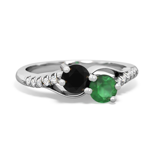 onyx-emerald two stone infinity ring