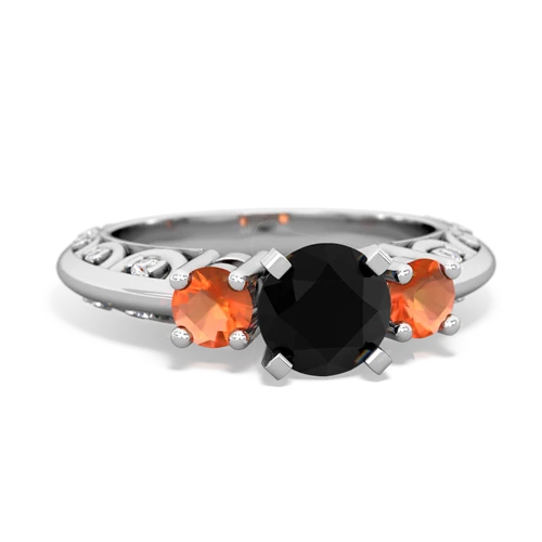 onyx-fire opal engagement ring