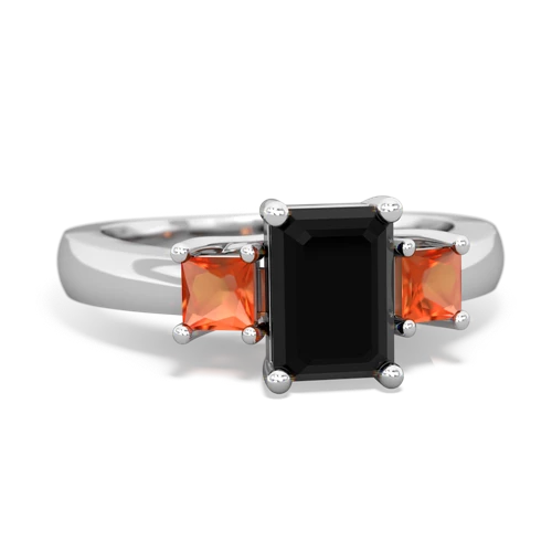 onyx-fire opal timeless ring