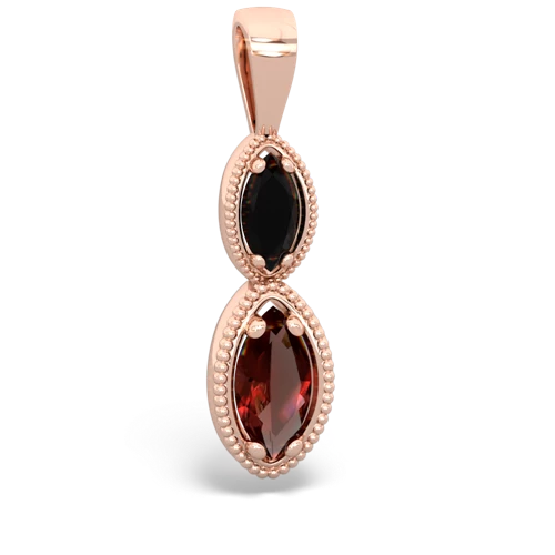 onyx-garnet antique milgrain pendant