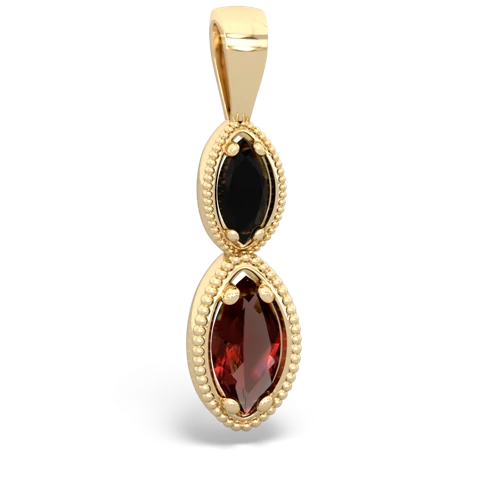 onyx-garnet antique milgrain pendant