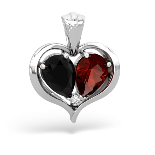 onyx-garnet half heart whole pendant