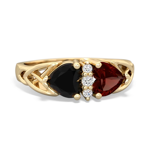 onyx-garnet celtic ring