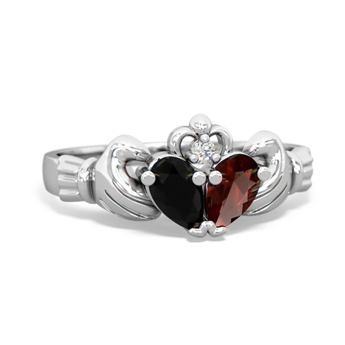 onyx-garnet claddagh ring