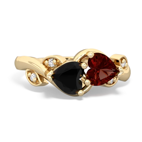 onyx-garnet floral keepsake ring