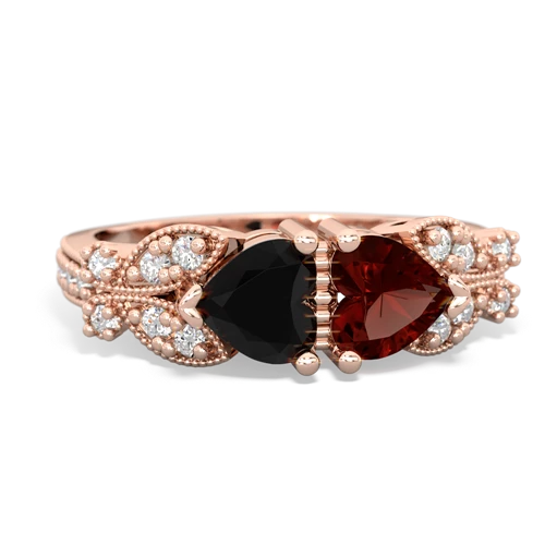 onyx-garnet keepsake butterfly ring