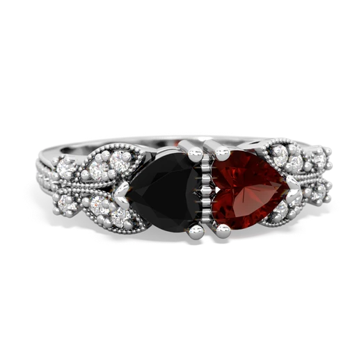 onyx-garnet keepsake butterfly ring