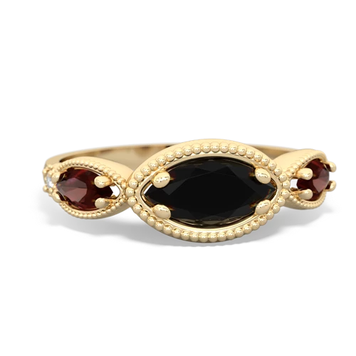 onyx-garnet milgrain marquise ring