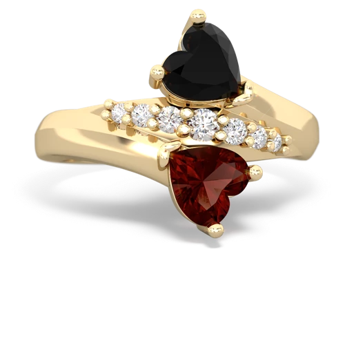 onyx-garnet modern ring