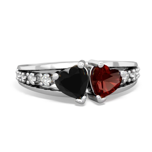 onyx-garnet modern ring