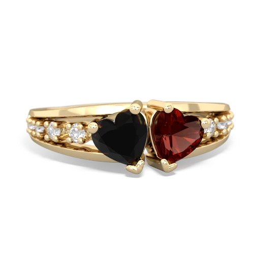 onyx-garnet modern ring