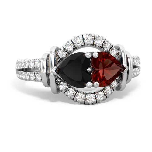 onyx-garnet pave keepsake ring