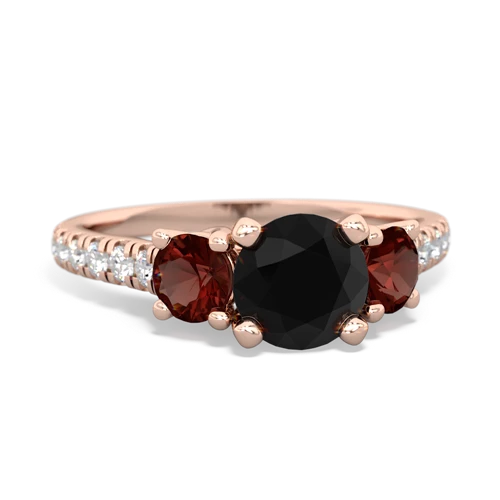 onyx-garnet trellis pave ring