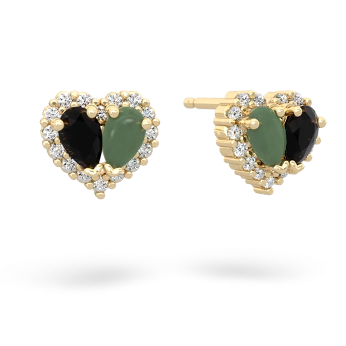 onyx-jade halo-heart earrings