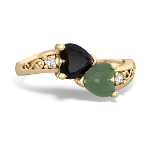 onyx-jade filligree ring