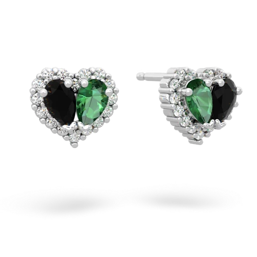 onyx-lab emerald halo-heart earrings