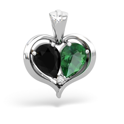 onyx-lab emerald half heart whole pendant