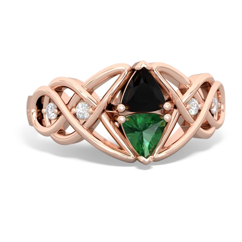 onyx-lab emerald celtic knot ring