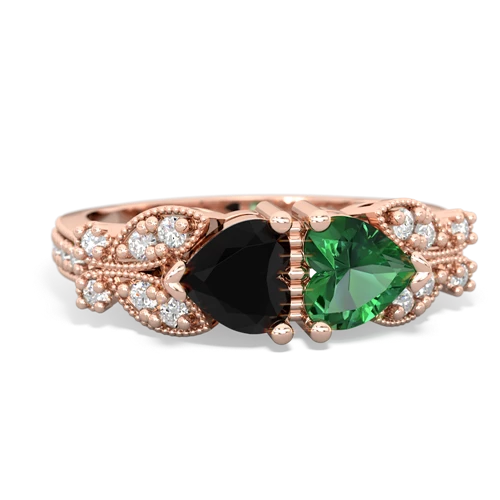 onyx-lab emerald keepsake butterfly ring