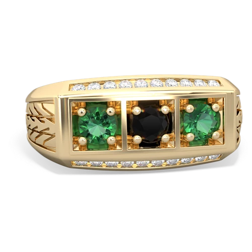 onyx-lab emerald three stone ring