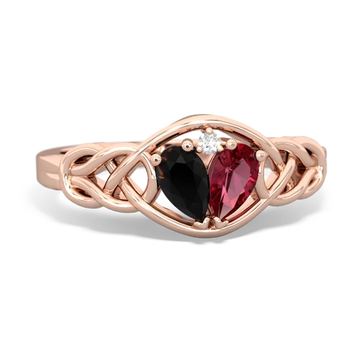 onyx-lab ruby celtic knot ring