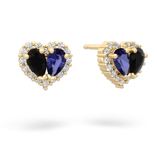 onyx-lab sapphire halo-heart earrings