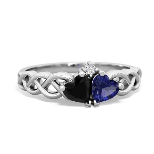 onyx-lab sapphire celtic braid ring