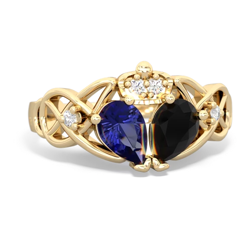 onyx-lab sapphire claddagh ring