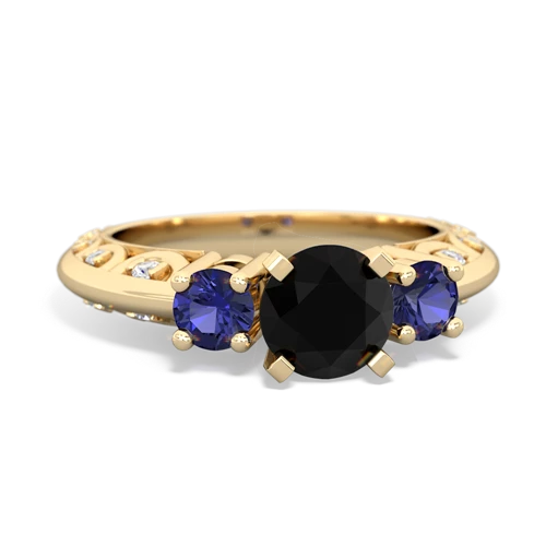 onyx-lab sapphire engagement ring