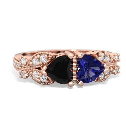 onyx-lab sapphire keepsake butterfly ring